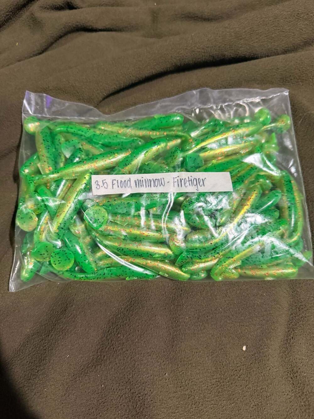 50 ct 3.5" Flood Minnow Soft Plastic Fishing Lures - Firetiger Color